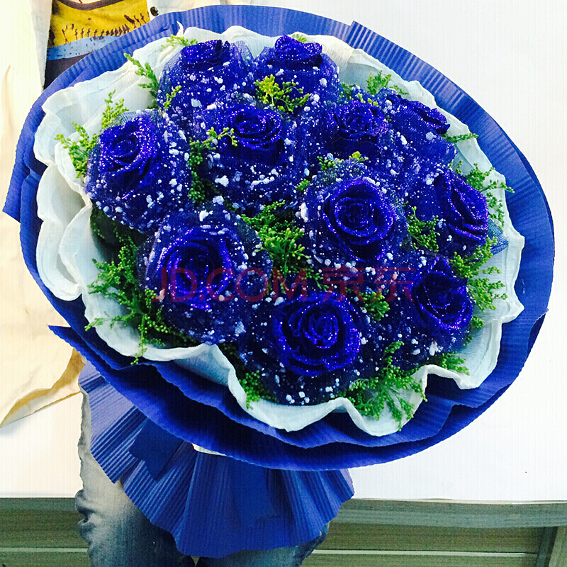 同城99朵蓝色妖姬花束送花店苏州市北京上海全国速递 99支红玫瑰皇冠
