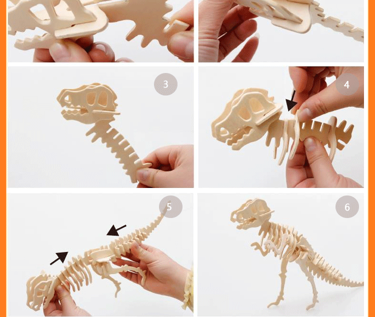 可颖儿童diy创意手工霸王龙玩具骨架拼装模型恐龙粘土立体制作绘画