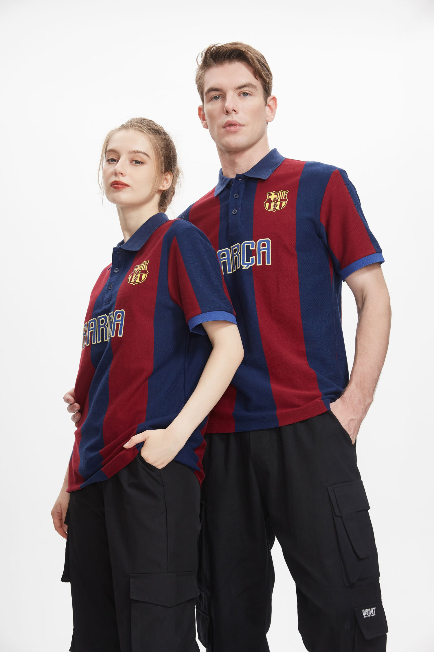 聚星动力 巴塞罗那足球俱乐部官方新款polo衫 巴萨运动休闲红蓝条球衣