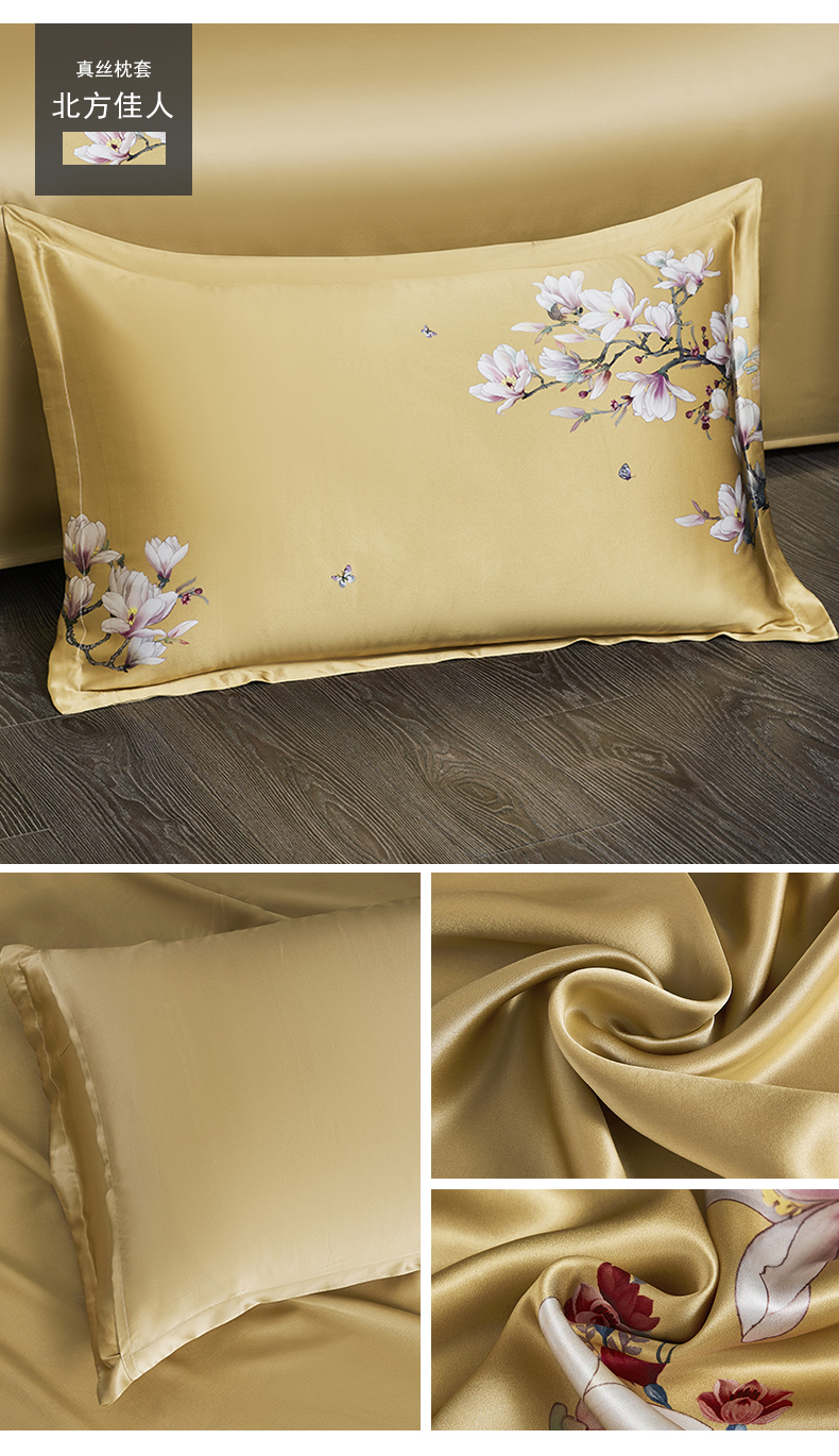诗贝妮双面100桑蚕丝枕套夏天纯真丝枕套成人丝绸枕芯套戴菲庄园3114