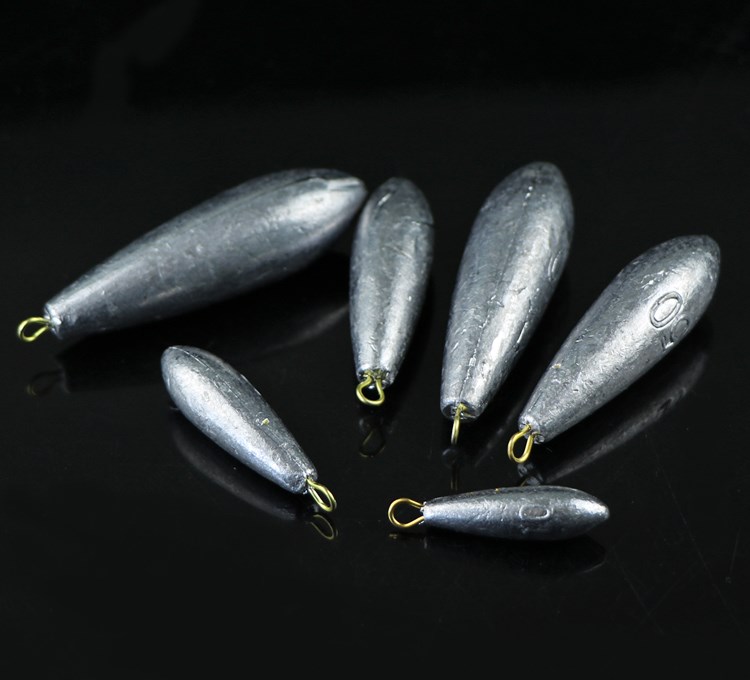 水滴形柳叶形铅坠带环铅坠海竿铅坠钓坠铅砣渔具10100g璟胜柳叶铅坠10