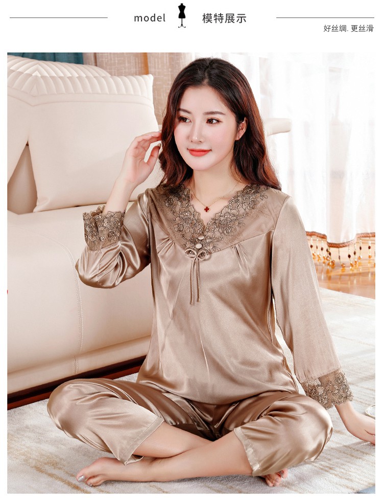 法国品牌kj真丝睡衣女桑蚕丝睡衣桑蚕丝女春季春秋款冰丝长袖性感夏季