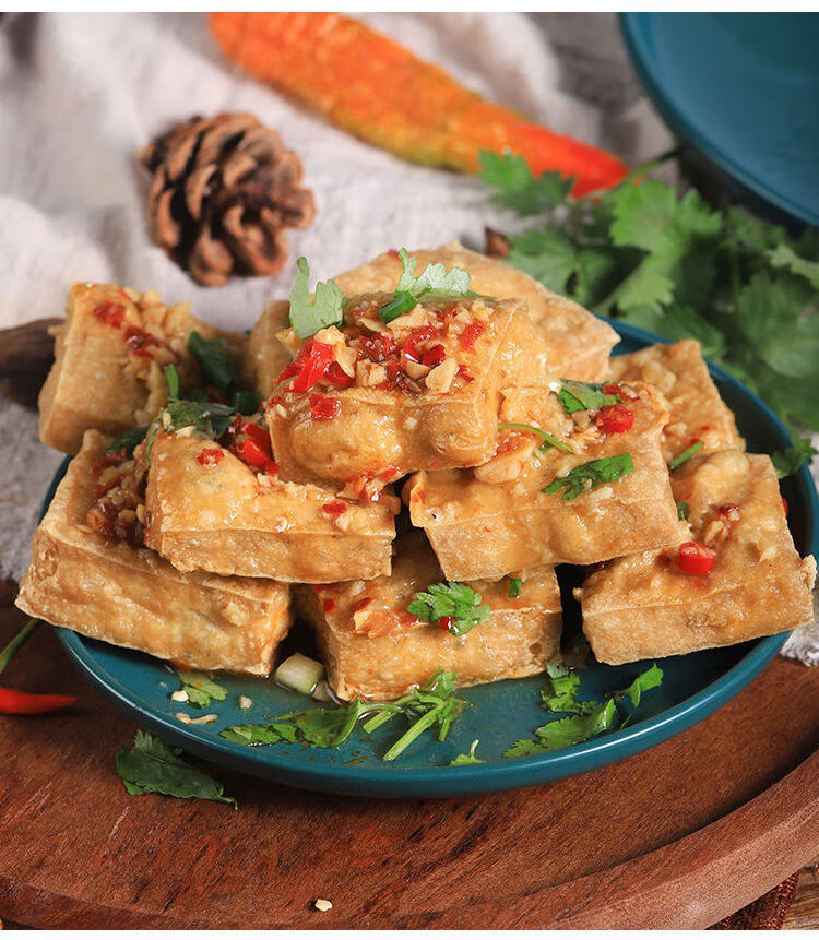 湖南长沙特产臭豆腐生胚黑色油炸臭豆腐干经典小吃送香辣味酱料包 4.