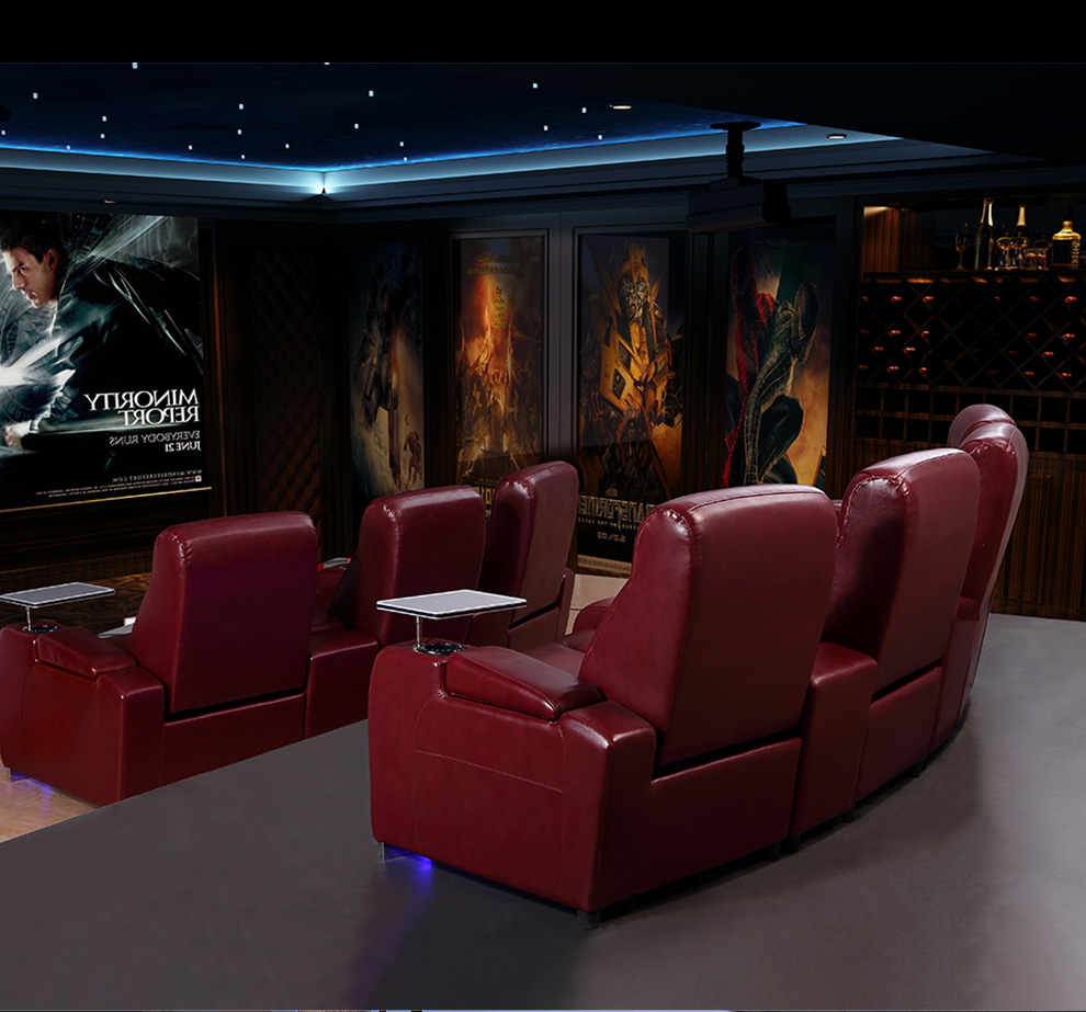 视界之窗家庭电影院沙发按摩影音室影吧电动伸展多功能真皮弧形沙发