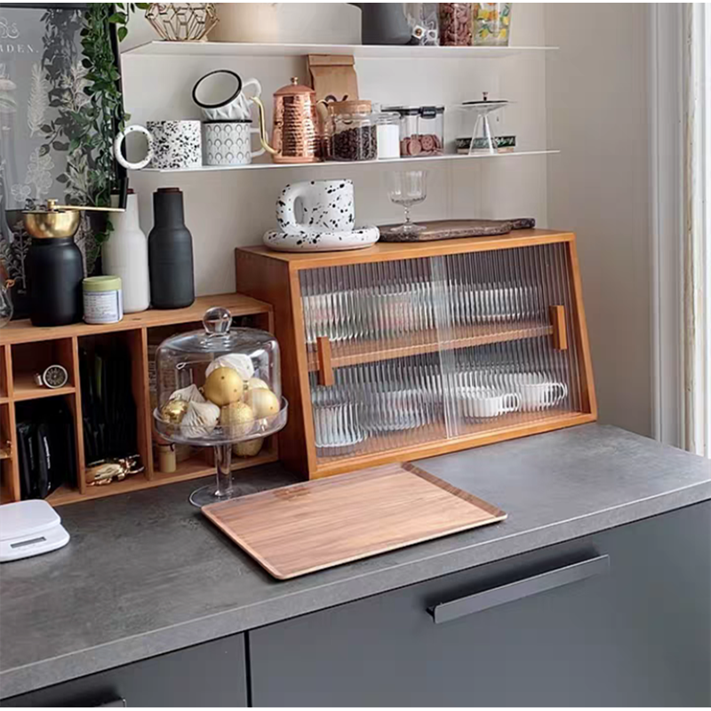 梯形餐边柜长虹玻璃展示柜台上边柜厨房桌台面迷你碗柜可定做款式2长