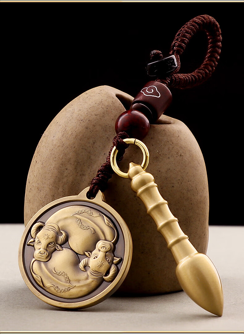 【官方旗舰】纯铜牛转乾坤挂件生肖牛钥匙扣汽车高档2022年属牛吉祥物