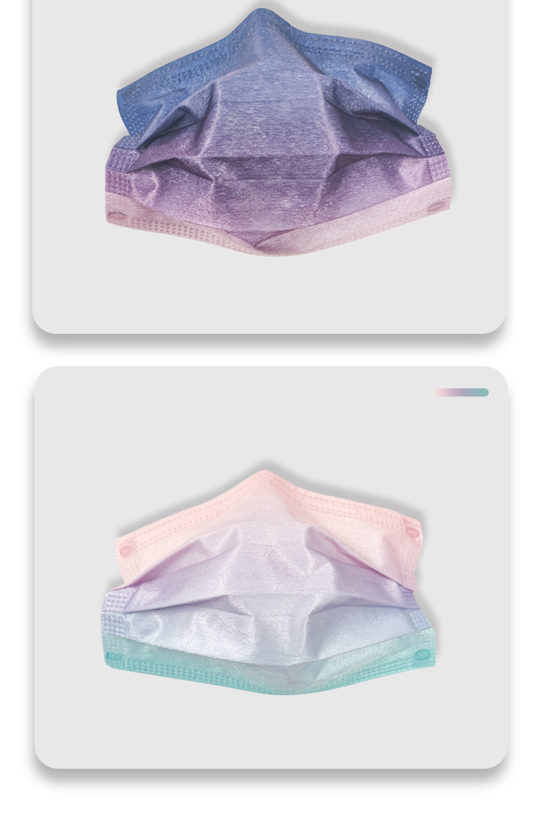 亿凌一次性口罩三层水刺布渐变彩色男女透气防雾霾面罩防晒熔喷布春夏