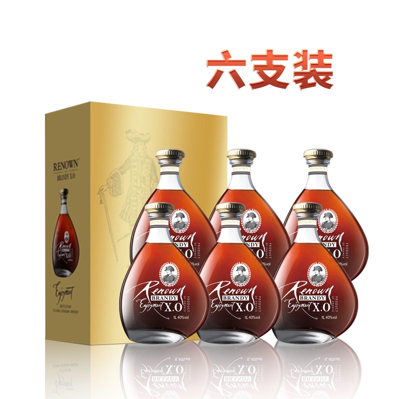 雷诺法国洋酒renown悦享xo白兰地金装版40度1l6瓶装礼盒烈酒