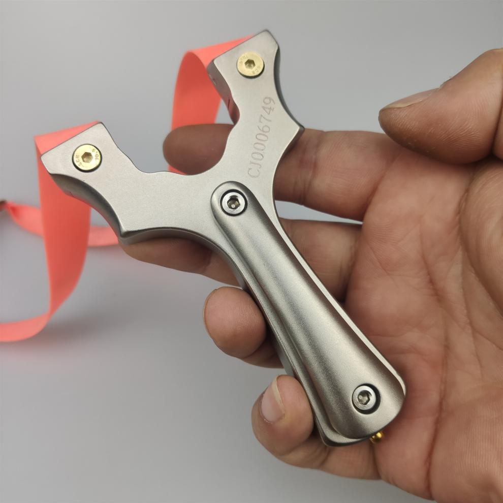 高精准竞技弹弓吃鸡弹弓不锈钢免绑快夹直板扁皮筋弹工器精准野外实战