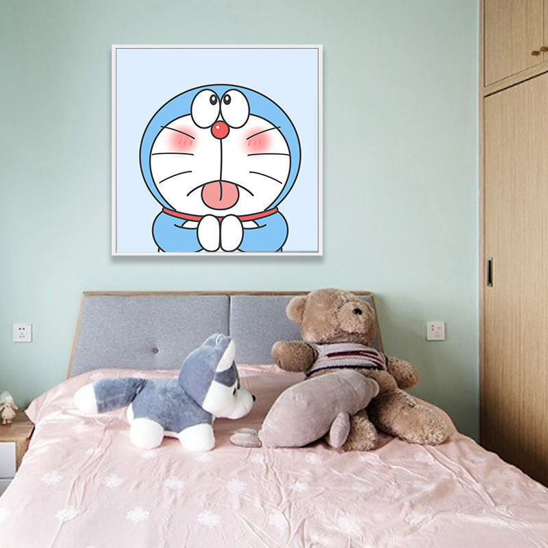 哆啦a梦儿童房装饰画床头画叮当猫挂画卡通女孩男孩卧室有框壁画10款