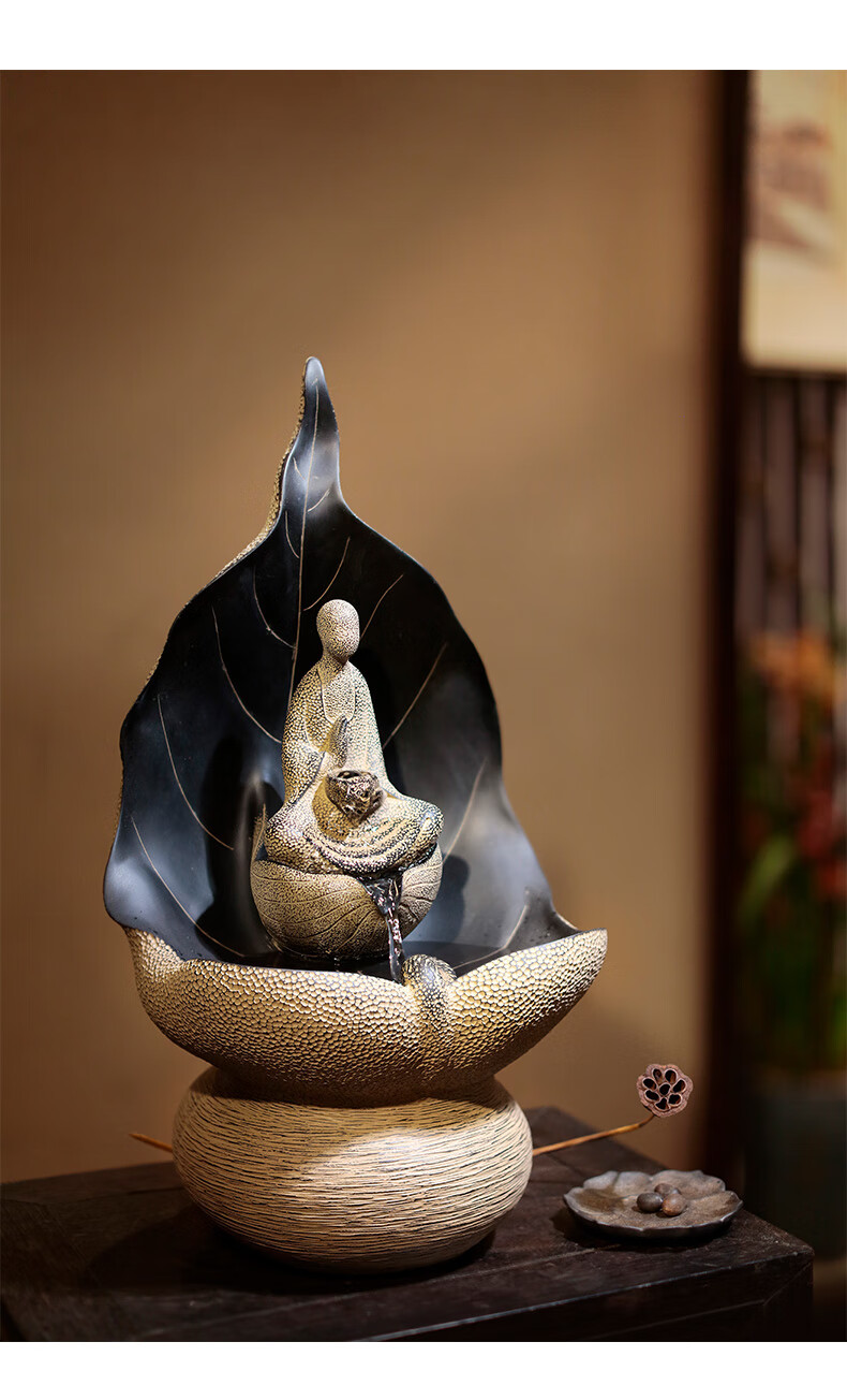 陋石坊中式流水摆件禅意空间家居装饰办公室茶室佛堂桌面喷泉景观s