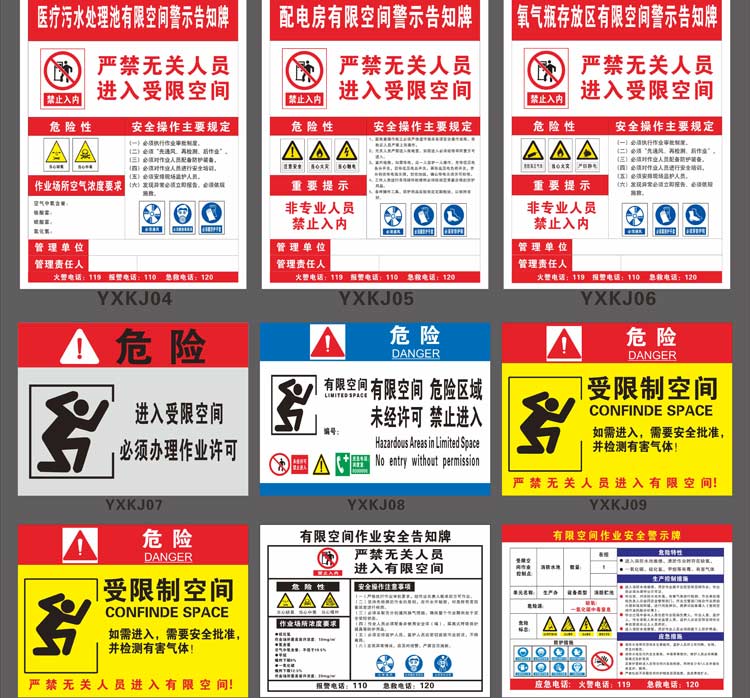 有限空間安全告知牌車間倉庫冷庫作業安全警示標識牌受限空間告知卡