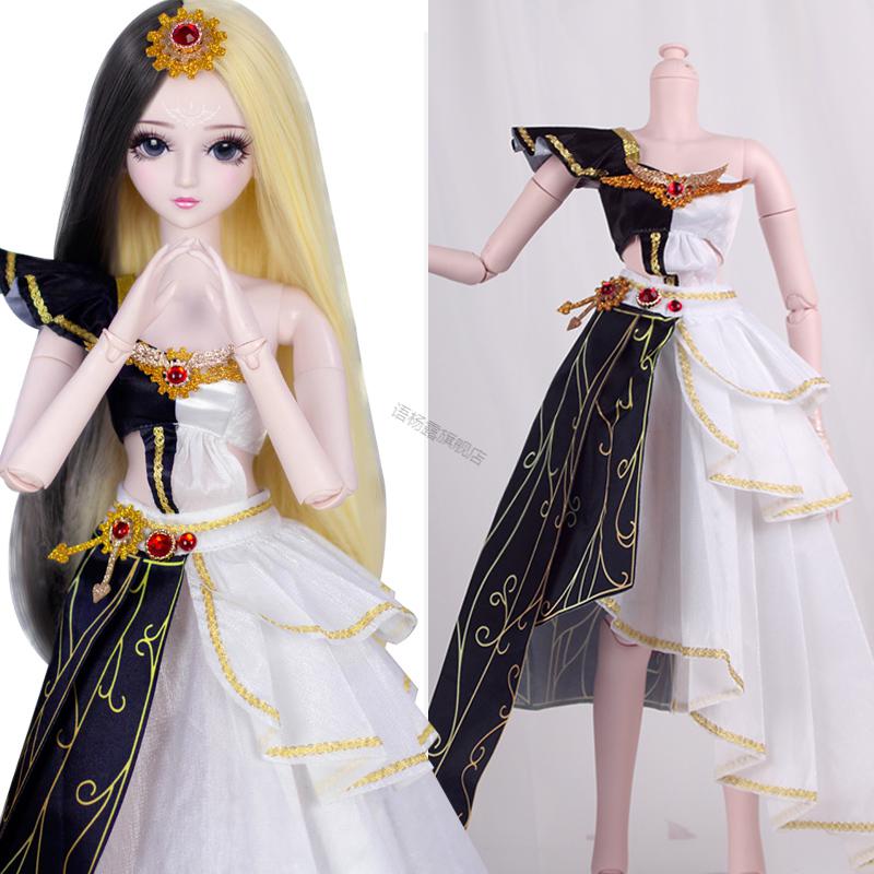 叶罗丽 60厘米叶罗丽娃娃衣服夜萝莉冰灵公主裙孔雀白光莹仙子礼服