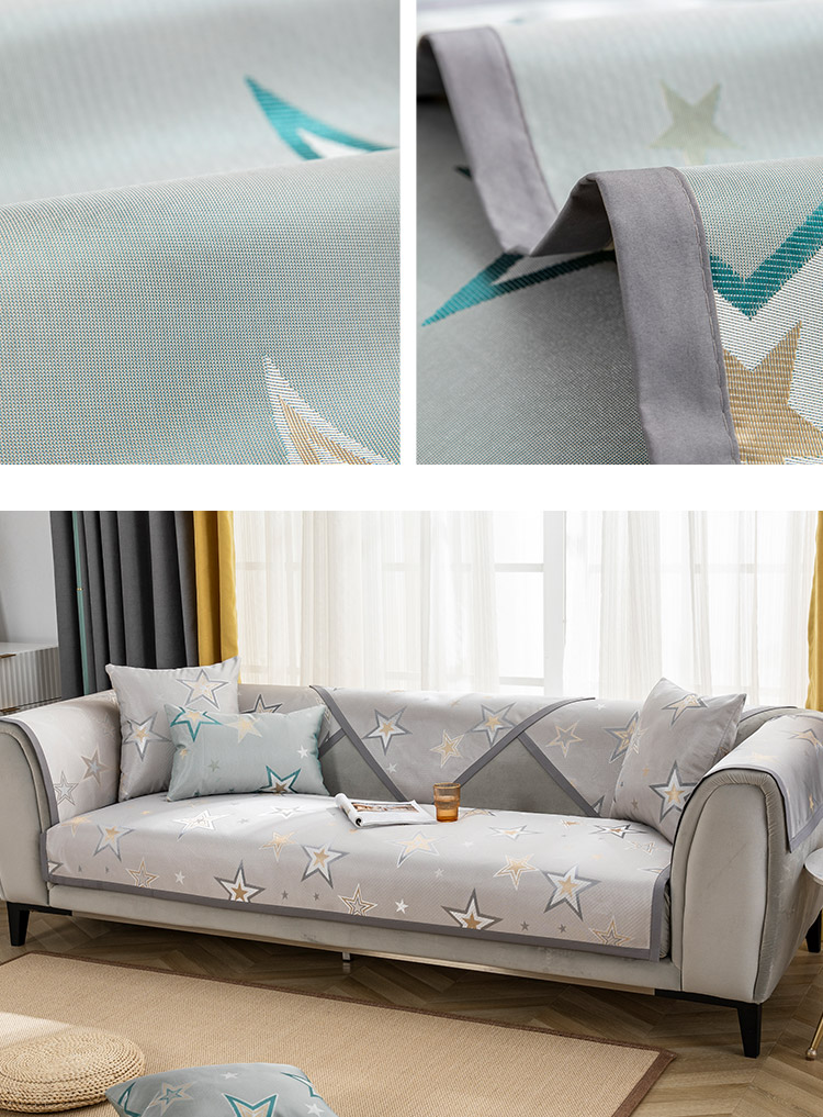 夏季冰丝沙发垫防滑凉席凉垫子可水洗机洗夏天款全包沙发套罩套装古韵