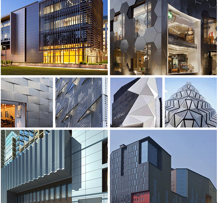 格栅护墙凹凸铝型材门头装修铝方通木纹铝板铝材 香槟金_可定制【图片