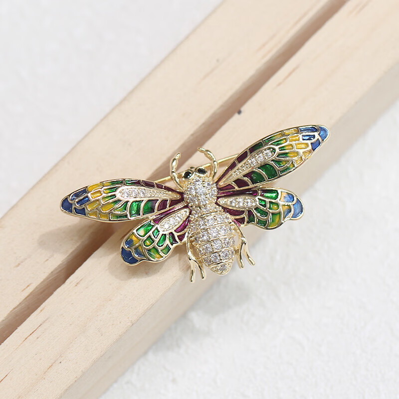 欧美复古董款时尚珐琅昆虫甲虫蜜蜂男女胸针吊坠 紫金蜜蜂