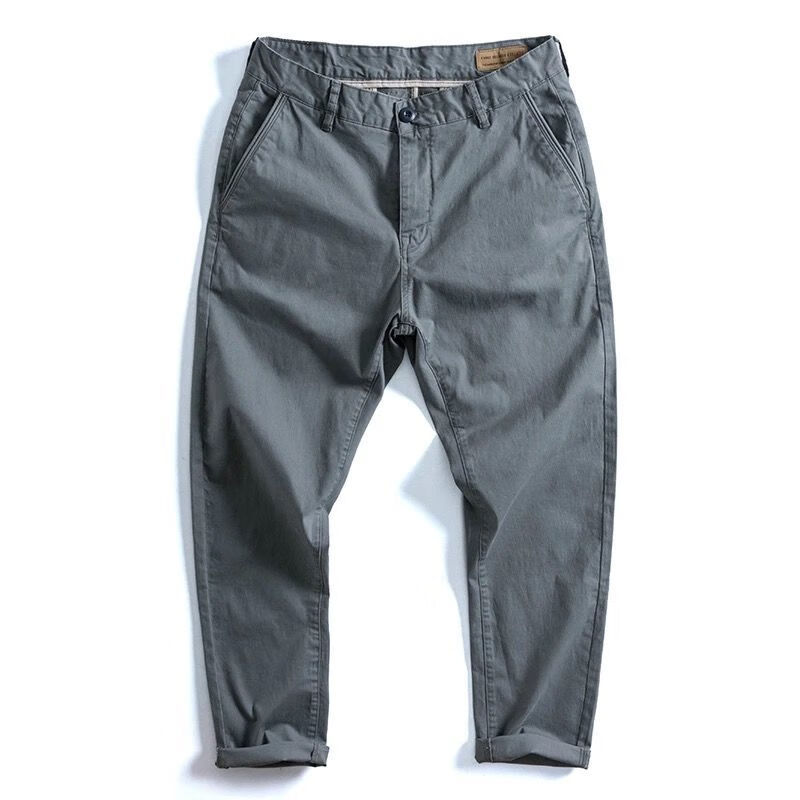 休闲裤男士裤子水洗棉弹力纯色小宽松长裤工装男裤百搭潮流直筒裤sn
