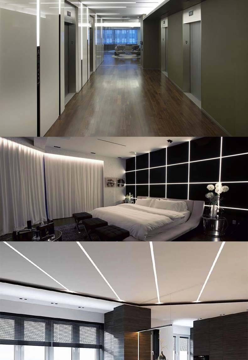 慕锦led线性灯线条灯黑色灯槽钛合金无主灯铝槽灯嵌入式灯条照明暗藏