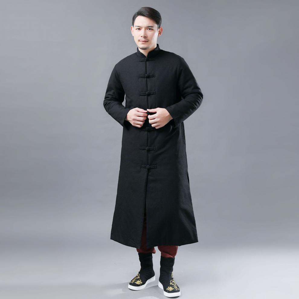 长袍外套冬季中式长款棉衣中国风唐装男式棉服民族风过膝禅意加厚大衣