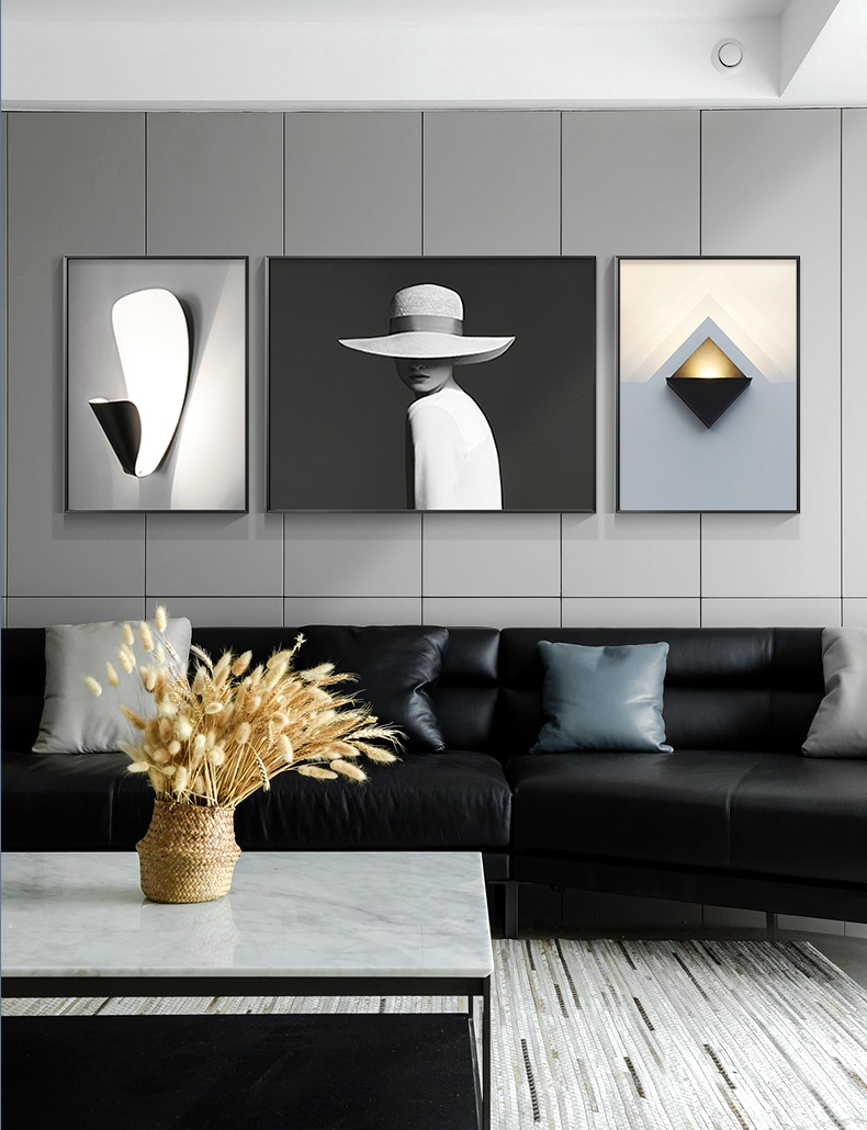 薇典 现代简约装饰画客厅沙发背景墙挂画人物壁画大气轻奢后现代三联