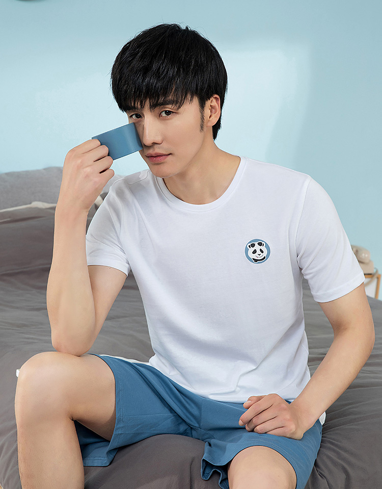 之家男士家居服春夏季纯棉休闲可外穿睡衣男hbajjm2aaq0082 白色8001