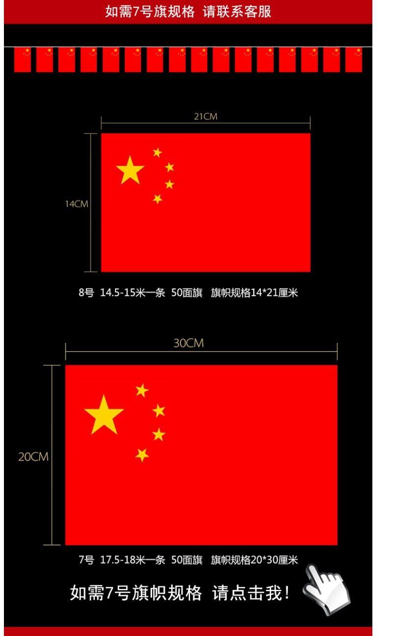 8号中国小串旗吊旗五星红旗挂旗彩旗商场会场国庆装饰可定做 红绳15米