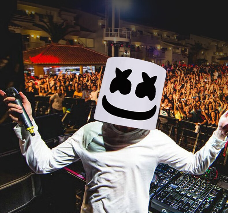 棉花糖头套头盔marshmello百大dj头盔面具音乐节酒吧发光气氛道具