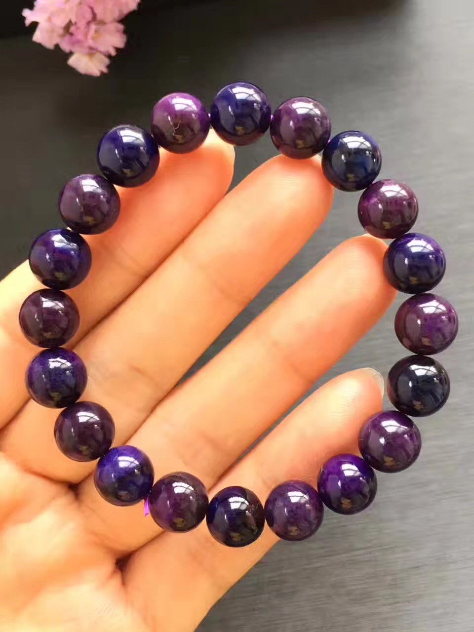 天然舒俱来皇家紫手链 男女佛珠108颗多圈苏纪石樱花紫手串配饰 9mm