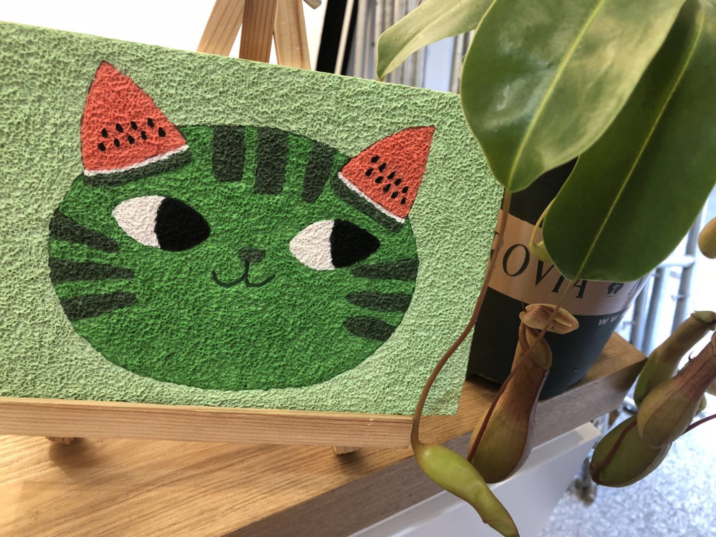 卡通动物纸浆画材料包打发时间手工diy9只猫咪立体创意礼物 带支架a5