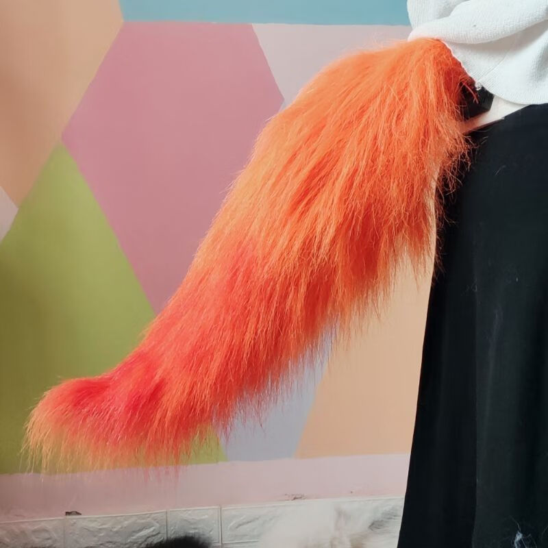 可动兽尾手作兽尾狐狸尾巴cos道具动漫展女仆猫尾巴狼尾二次元jk 白狼