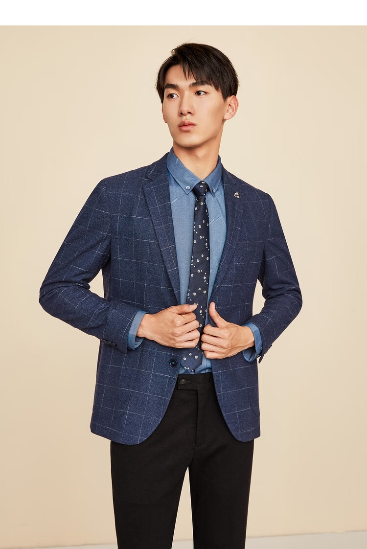 【海澜之家单件西服hwxad3d078a】hla海澜之家休闲西服男2021秋季平驳