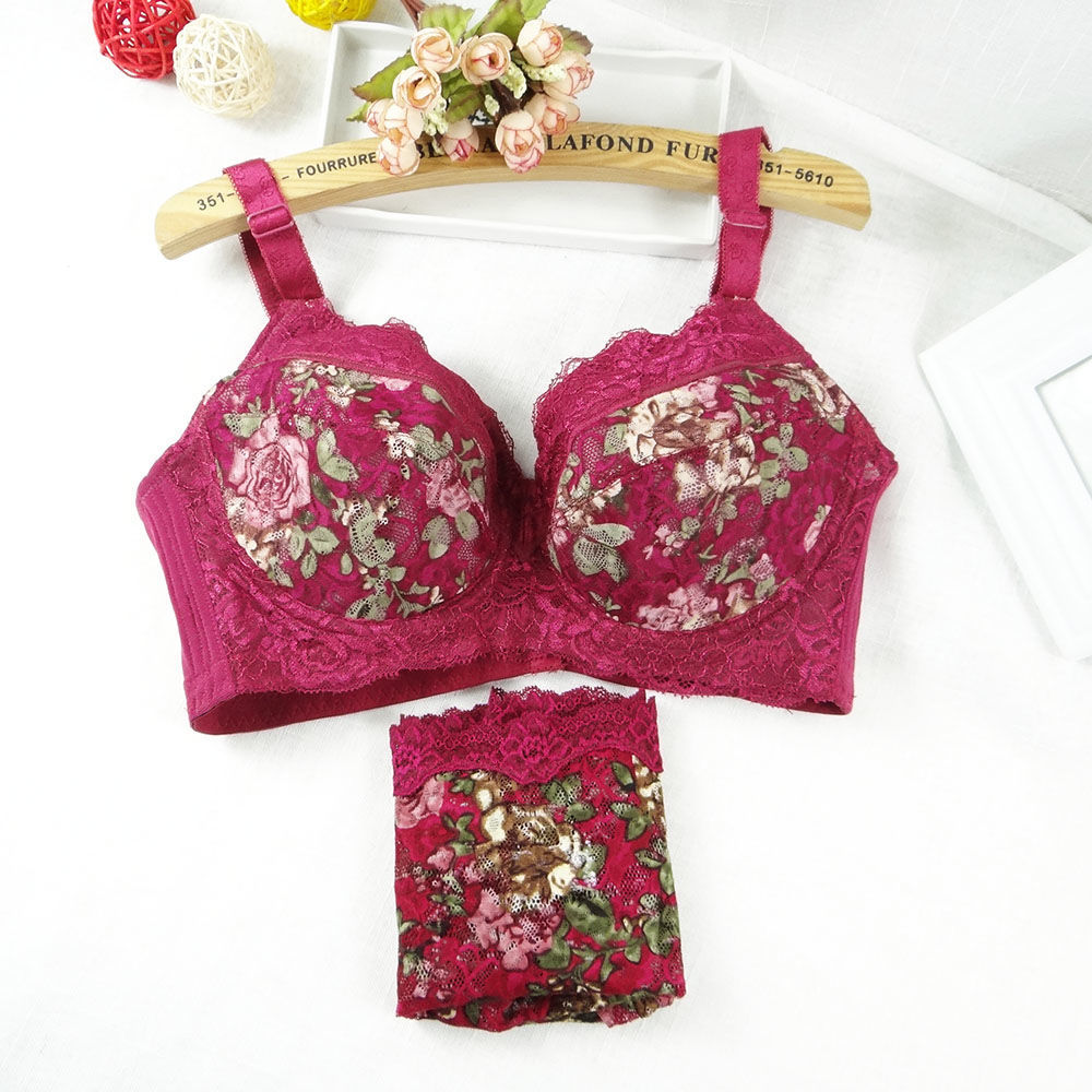 大码胖mm文胸提花性感加肥加大女士内衣套装200斤全罩杯全包胸罩 肤色