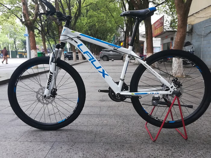 雷克斯自行车laux雷克斯钢架山地车阳光100升级款双碟刹自行车避震