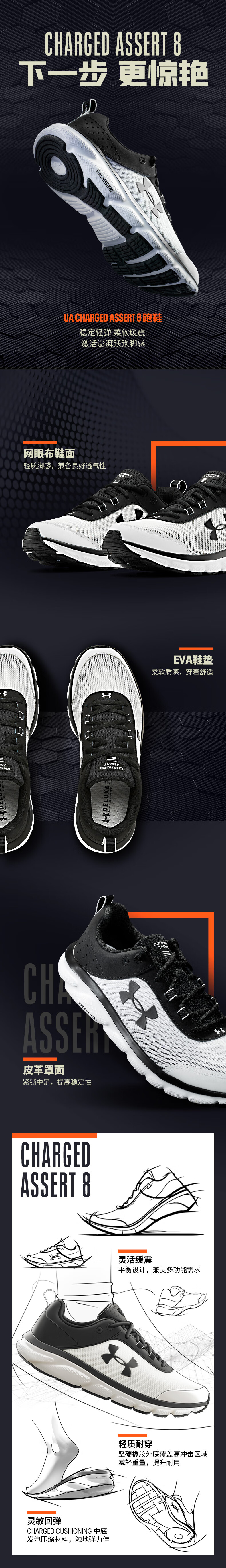 男子跑步鞋_UNDER ARMOUR 安德玛 Charged Assert 8 男子跑鞋 3021952-002