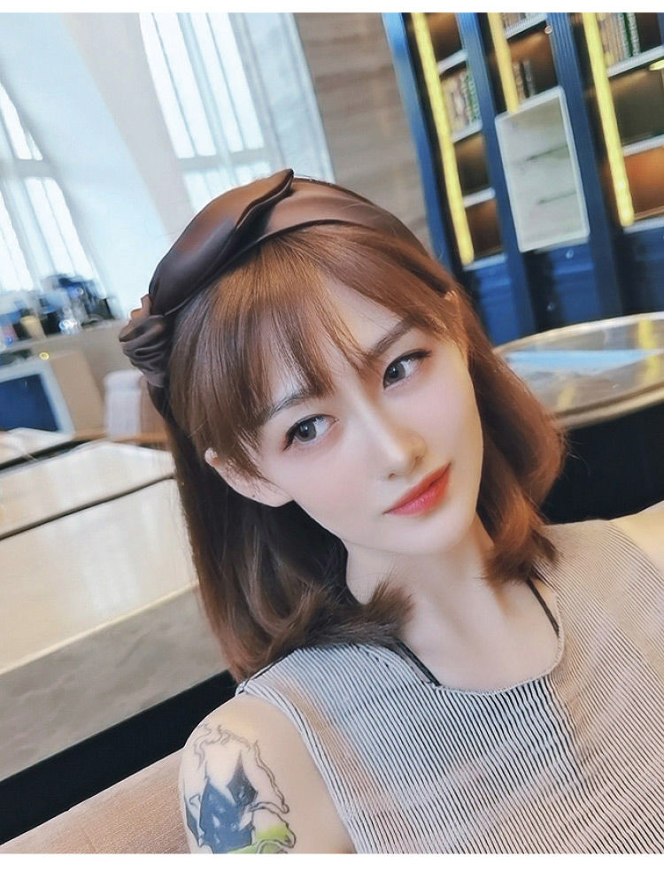ins简约蝴蝶结发箍女韩国网红气质宽边发卡发带百搭外出发饰头箍 黑色