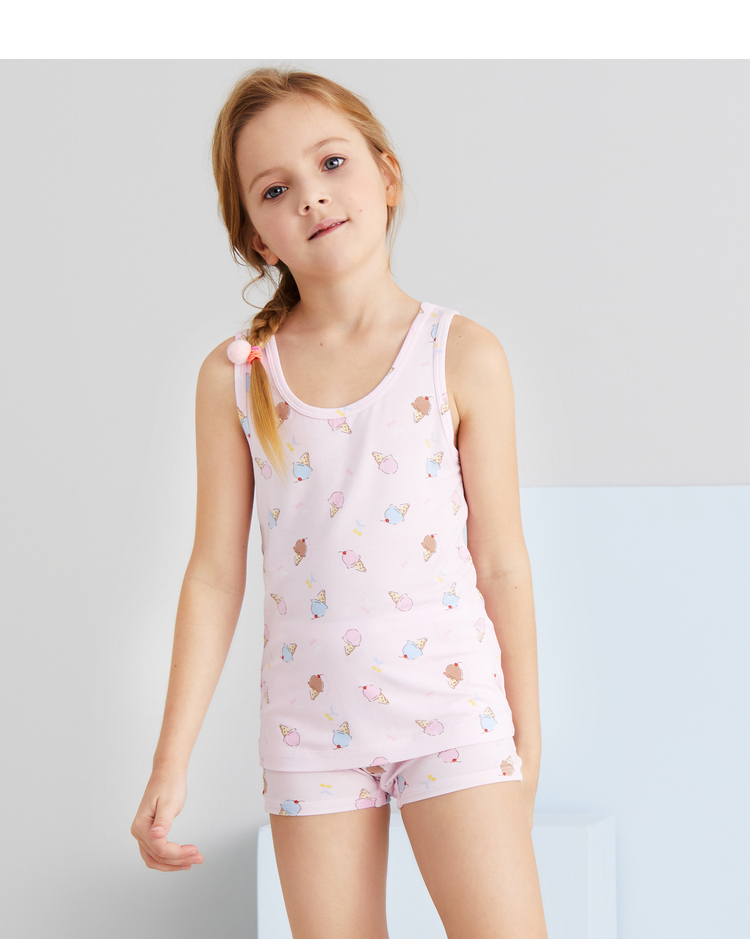 aimer kids爱慕儿童背心女孩莫代尔天使背心modal印花女孩背心 花园