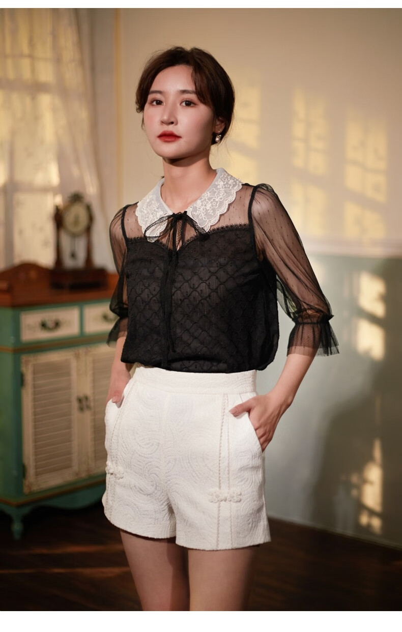 固执2021夏季新款女装复古显瘦百搭高腰休闲短裤白色17072al