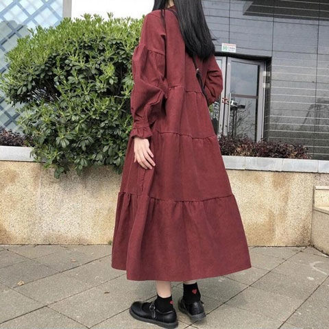 2021春季新款温柔风日系长裙脚踝学生少女裙子仙女仙森系连衣裙 黑色