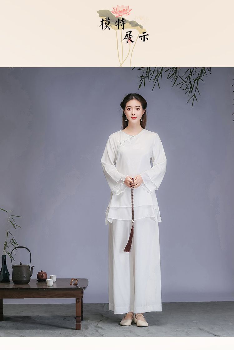 禅服佛系女棉麻打坐居士服2021夏季新款禅意中国风唐装汉服套装白色大