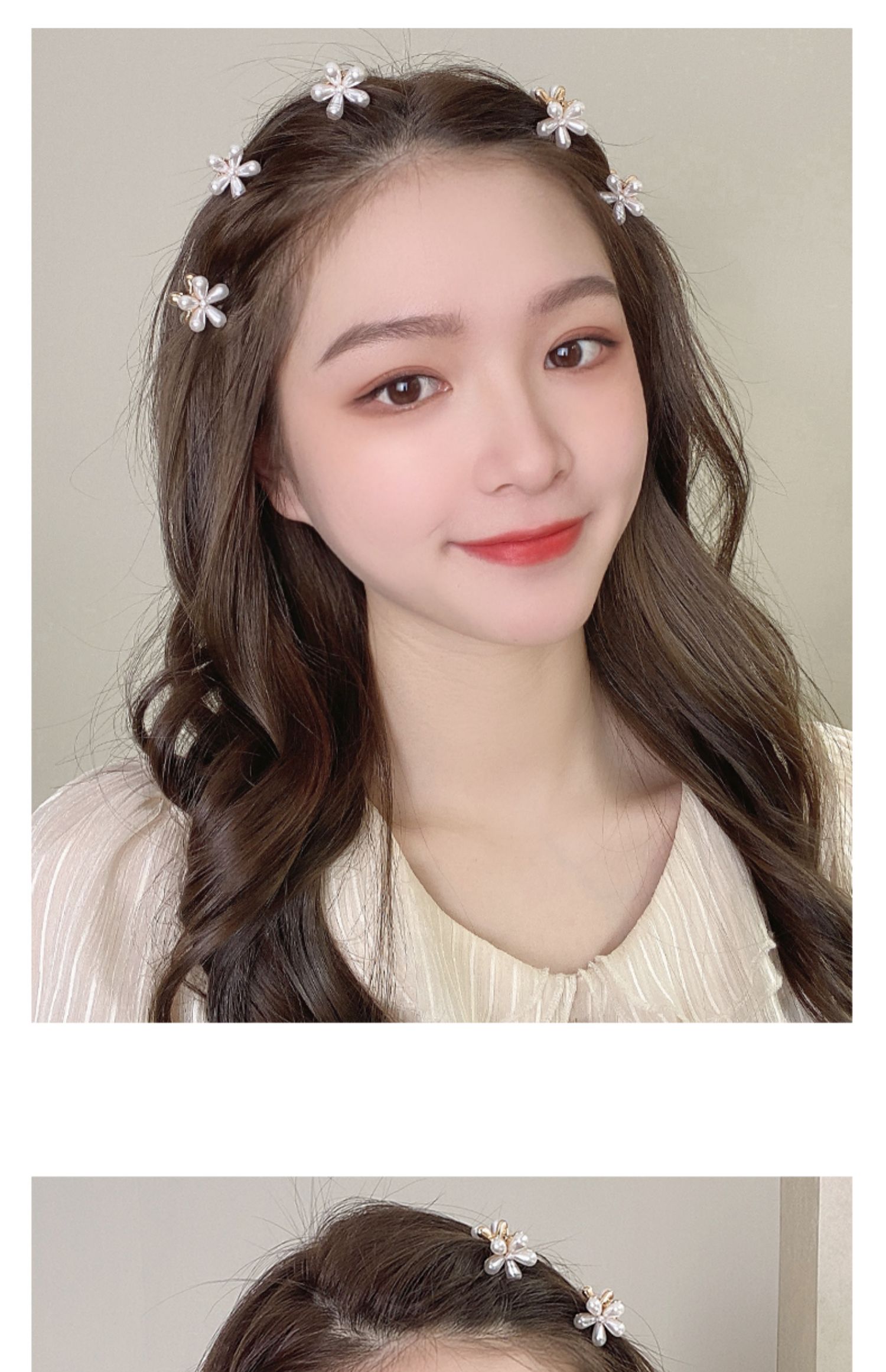 头顶小发夹网红新款珍珠抓夹小巧精致刘海发卡侧边夹子简约 五瓣花-6