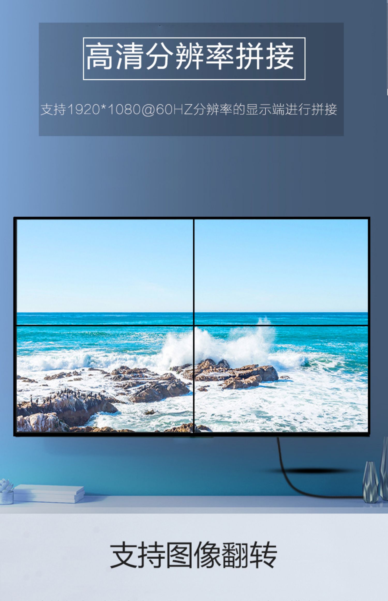 液晶电视拼接盒1进4出hdmi 高清四画面视频拼接器4屏分割