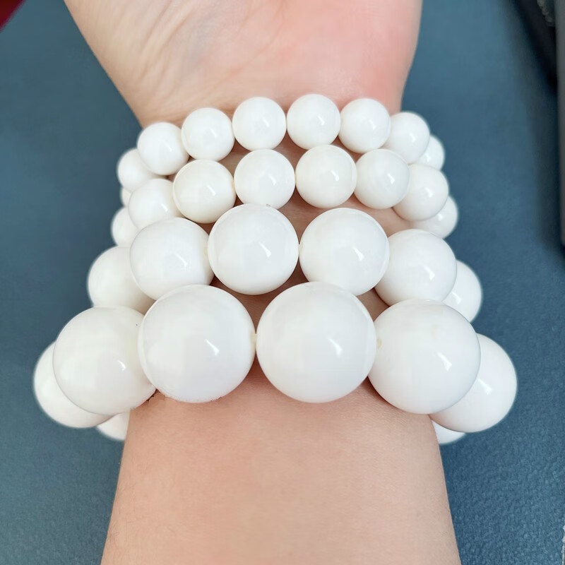 石车石渠手串天然白贝壳手串男项链手持佛珠单圈情侣手链女吊坠七夕