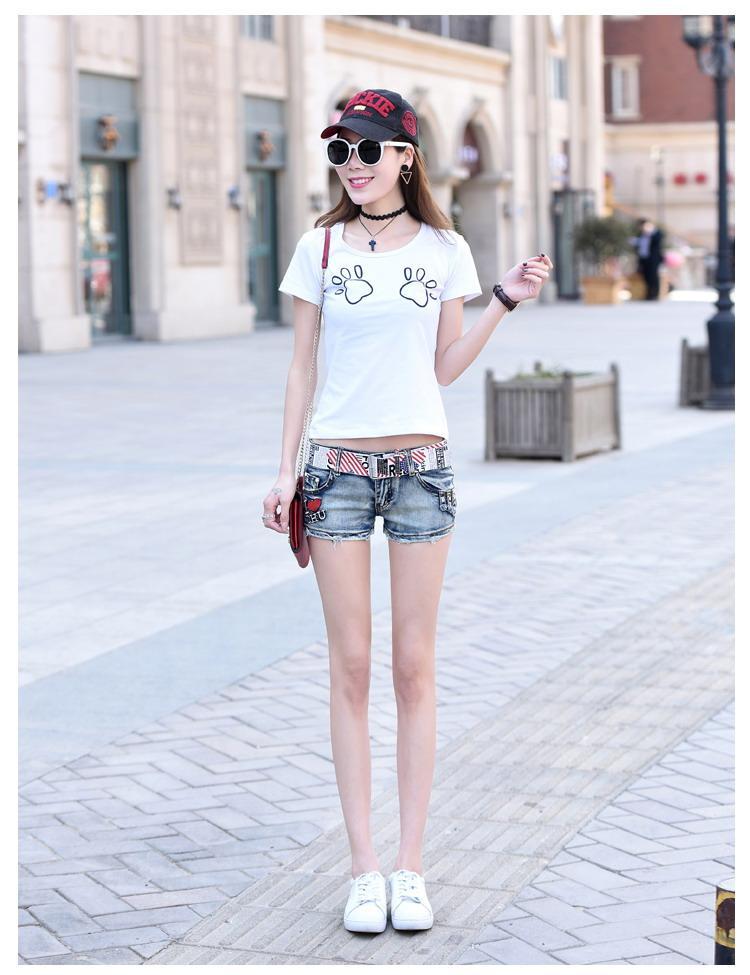 春秋季新款女生低腰牛仔短裤女春秋包臀超短紧身绣花牛子裤头裤衩sn