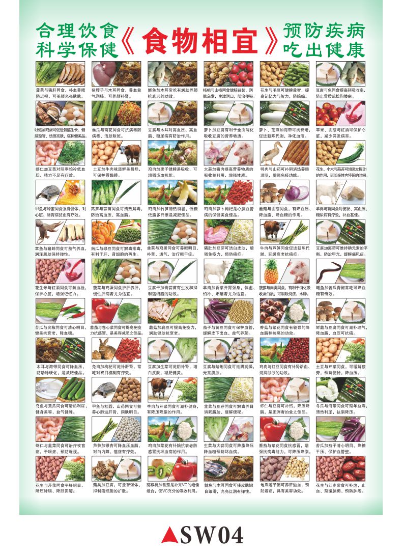 食物相宜相生相克大全挂图营养搭配食疗图谱养生挂画饮食用餐搭配正版