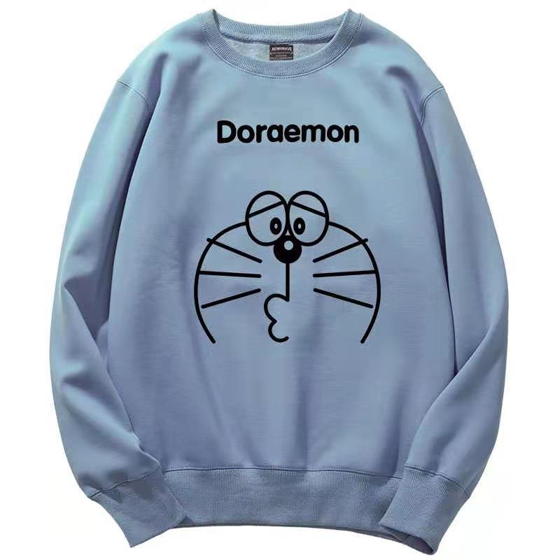 情侣装夏季情侣版哆啦a梦款圆领卫衣女宽松叮当猫卫衣男黑色叮当猫