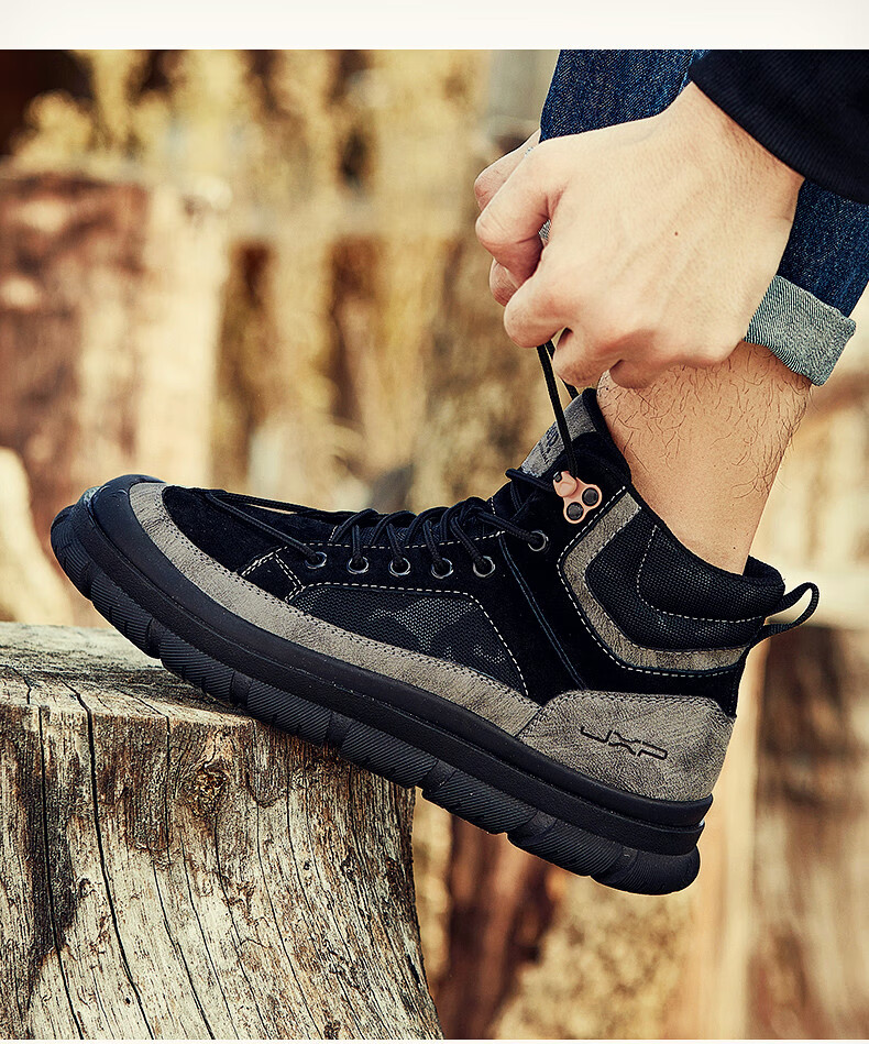 jeep吉普高帮鞋子男鞋2022新款休闲板鞋男夏季真 皮马丁靴男士潮鞋 a