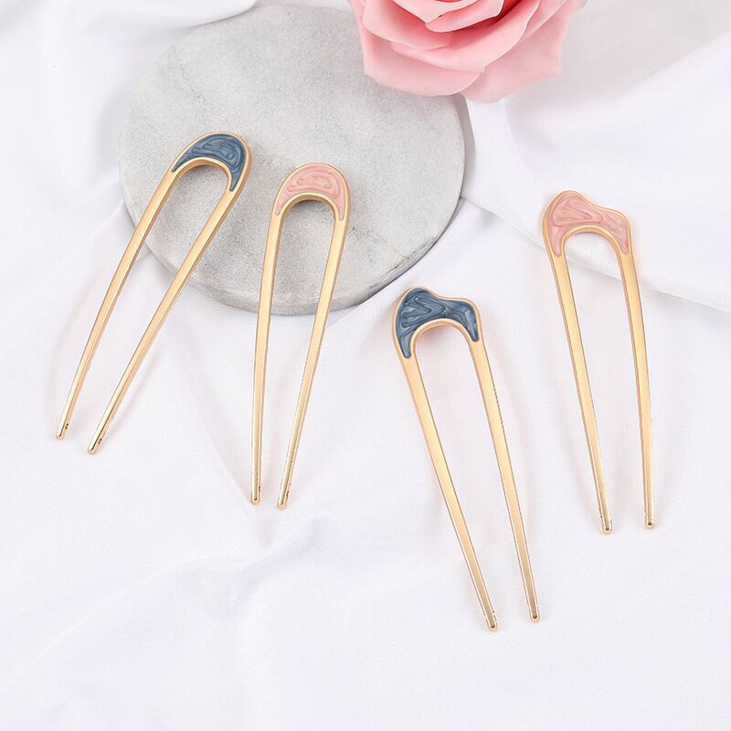 韩国ins风金属发簪女气质简约现代盘发u型发钗百搭头饰丸子头簪子 u形