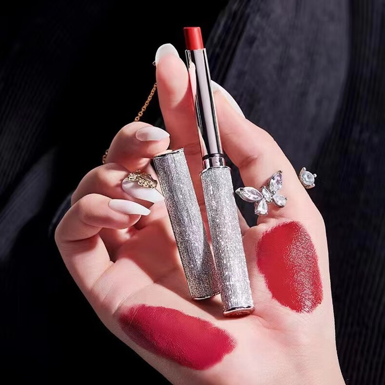 hih流星小银管雾面丝绒口红 哑光不沾杯易上色显白直播礼物 雪绒银花