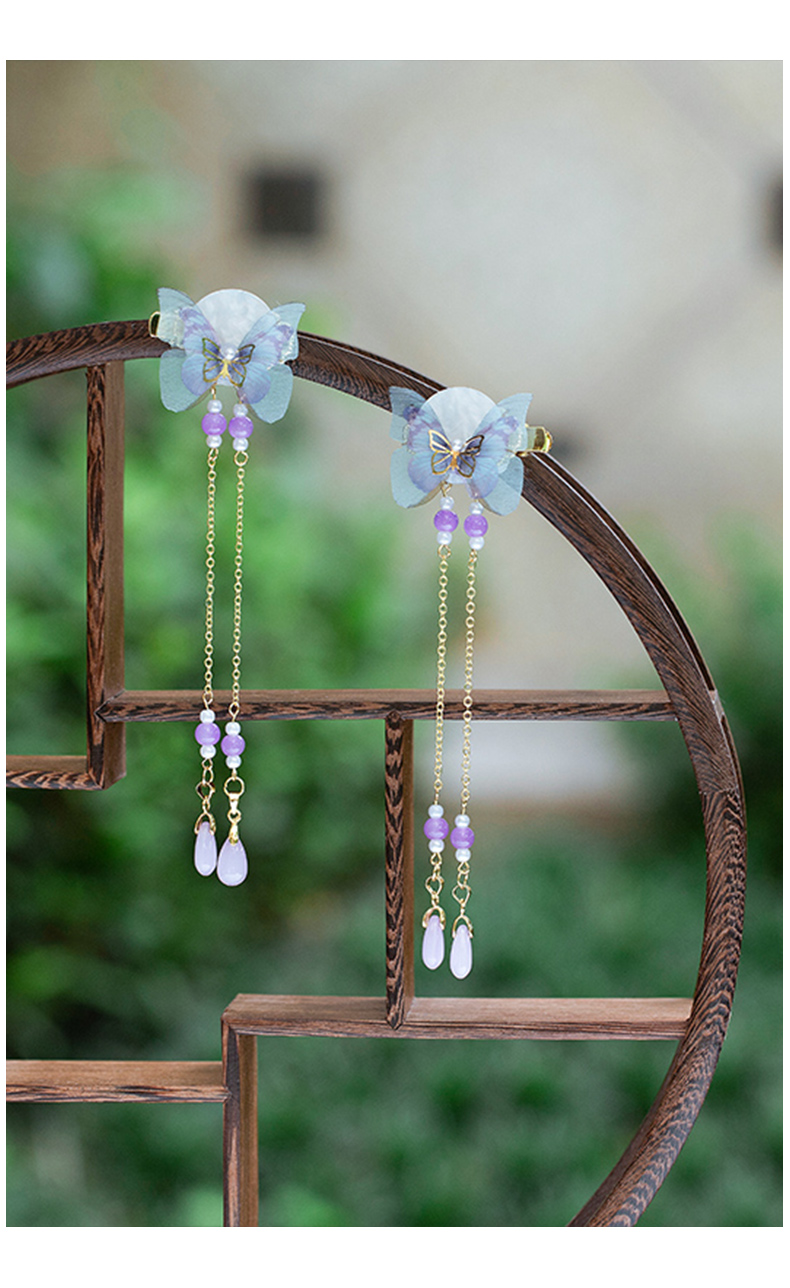 迷你屋儿童古风头饰蝴蝶结发夹女孩发卡古代公主饰品中国风配饰1白色