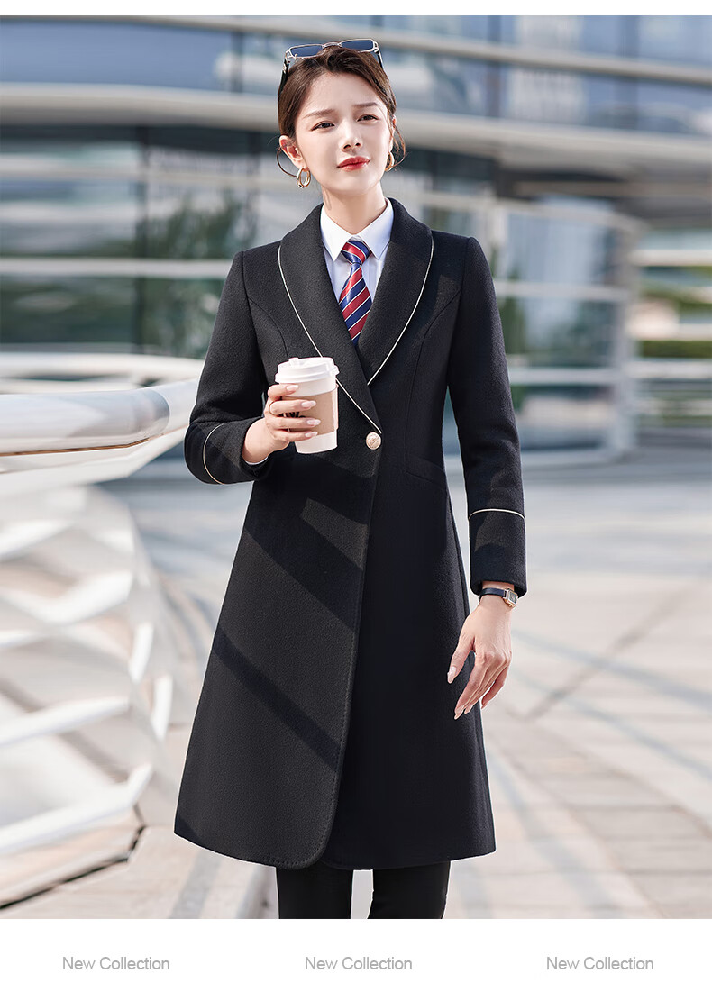 东航空姐制服羊毛呢大衣外套女气质高端呢子职业装外套冬装中长款工作